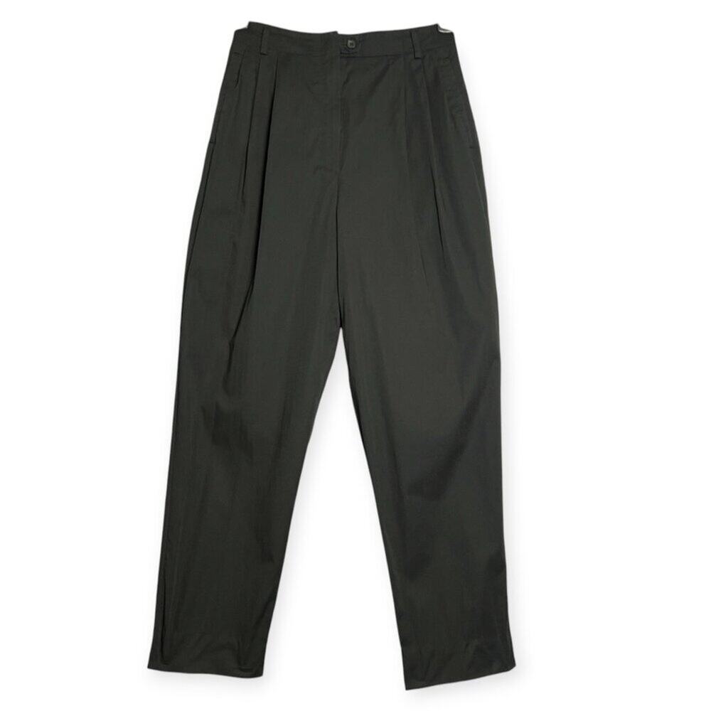 Zanella Pleated Tapered Trouser SIZE 8 RUNS SMALL Black Cotton Italy Pant 26